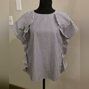 Saks Fifth Avenue Striped Blue and White Women's Top